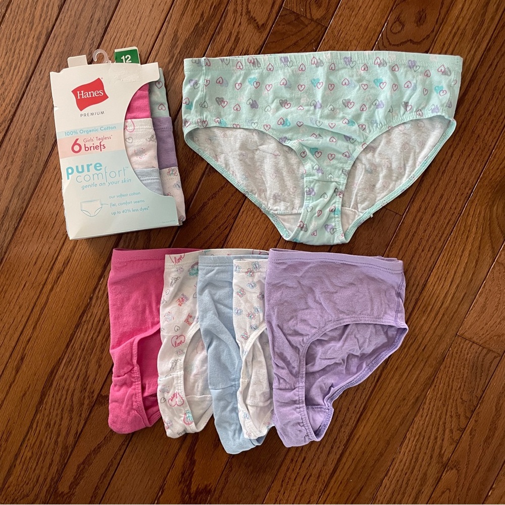 NEW Girls organic cotton briefs underwear Hanes 12